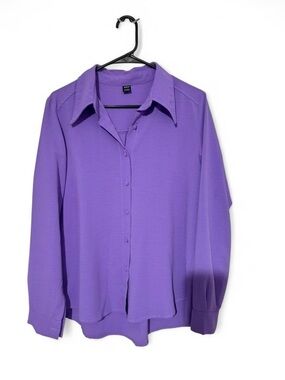 SHEIN Lilac Button-Down Long Sleeve Shirt